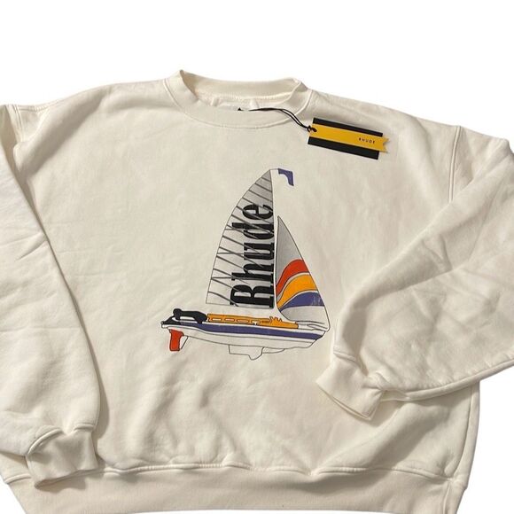 Rhude Cream Catamaran Champion Crewneck Sweatshirt - Picture 1 of 8
